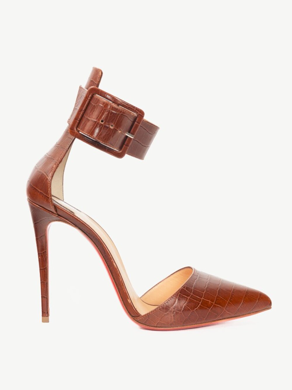 Christian Louboutin Harler 100 Cuoio Calf Croc-Embossed Pumps